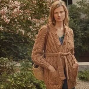 Doen Beech Alpaca Belted Cardigan Sweater Medium